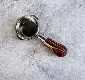 Coffee Espresso Vacuum Dye Wood 58mm E61 Bottomless Portafilter - Short Red Handle