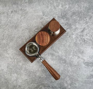 Coffee Espresso Walnut Wood 58mm Tamper Tamping Station V2 - 3 Slots
