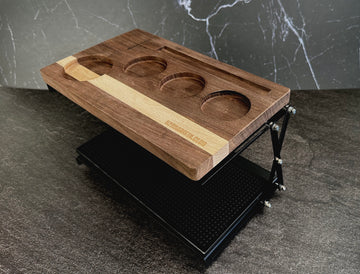 Foldable 2-Tier Coffee Tool Station and Storage Rack - Walnut Wood 58mm