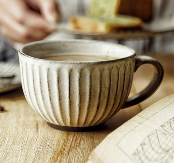 Japanese-Style Vintage Ceramic Coffee Cup - White