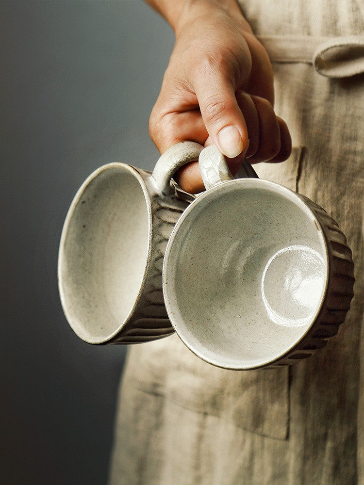 Japanese-Style Vintage Ceramic Coffee Cup - White