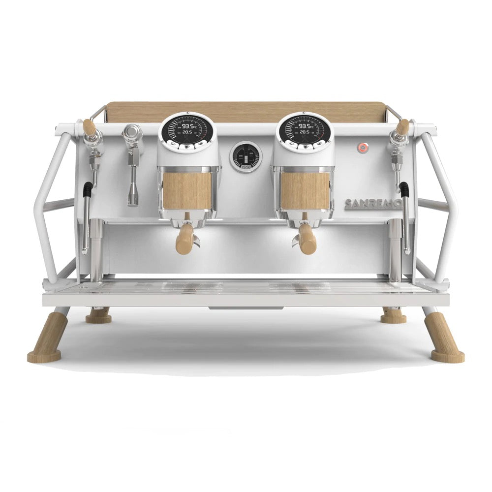 Sanremo Cafe Racer Coffee Machine - White & Wood