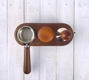 Coffee Espresso Walnut Wood 53mm/54mm Tamper Tamping Station - 3 Slots