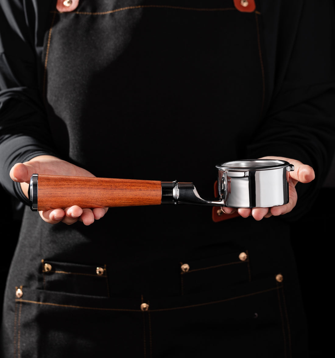 Kafes Flat Bottomless Walnut Wood Portafilter - E61 58mm