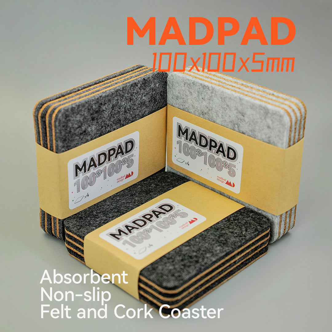 MADBALL Madpad Coffee Cup Absorbent Coasters 4 Packs - Ink Black