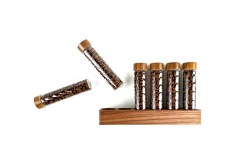 Single Dosing Coffee Beans Cellar with Walnut Wood Stand - 6 tubes